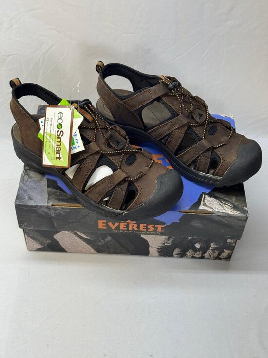 Everest Mens Hiking Sandals Size 10 Brown Leather Water Shoes Closed Toe NEW main image 3